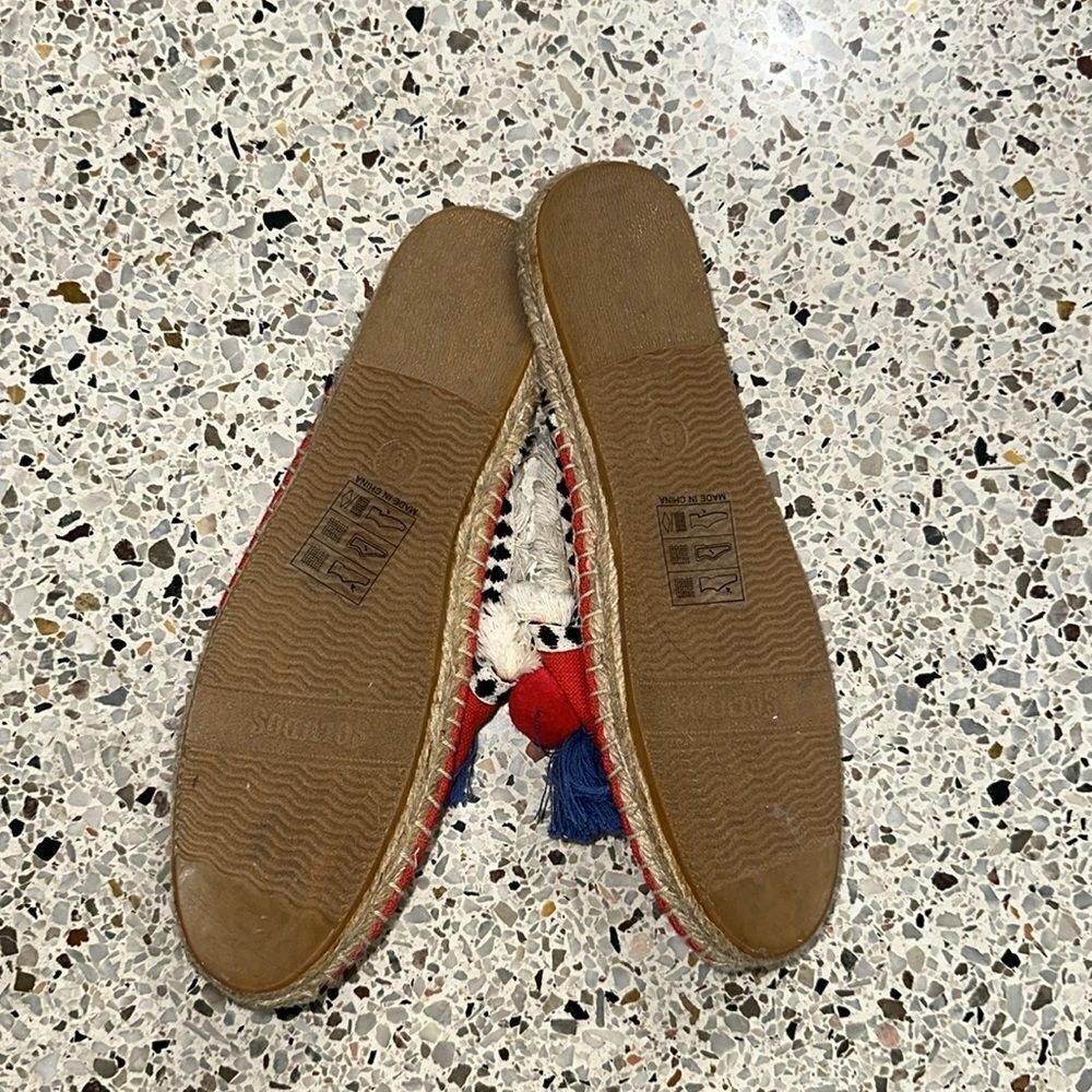 Soludos Red Coco Pom Espadrille Flat Slides Fring… - image 3